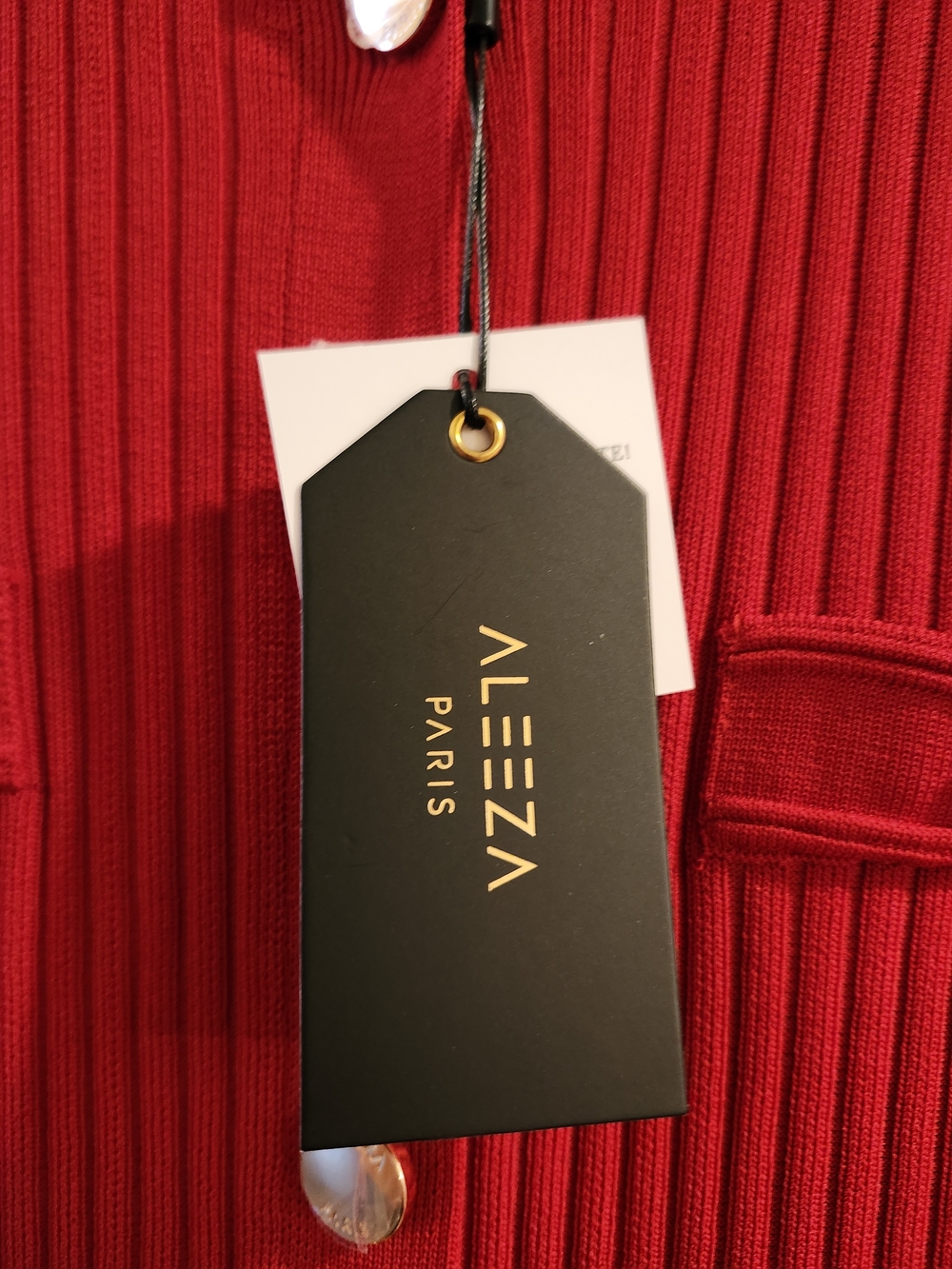 Aleeza Paris Red Ribbed Knit Gold Button Maxi Dress XL NWT - Picture 4 of 6